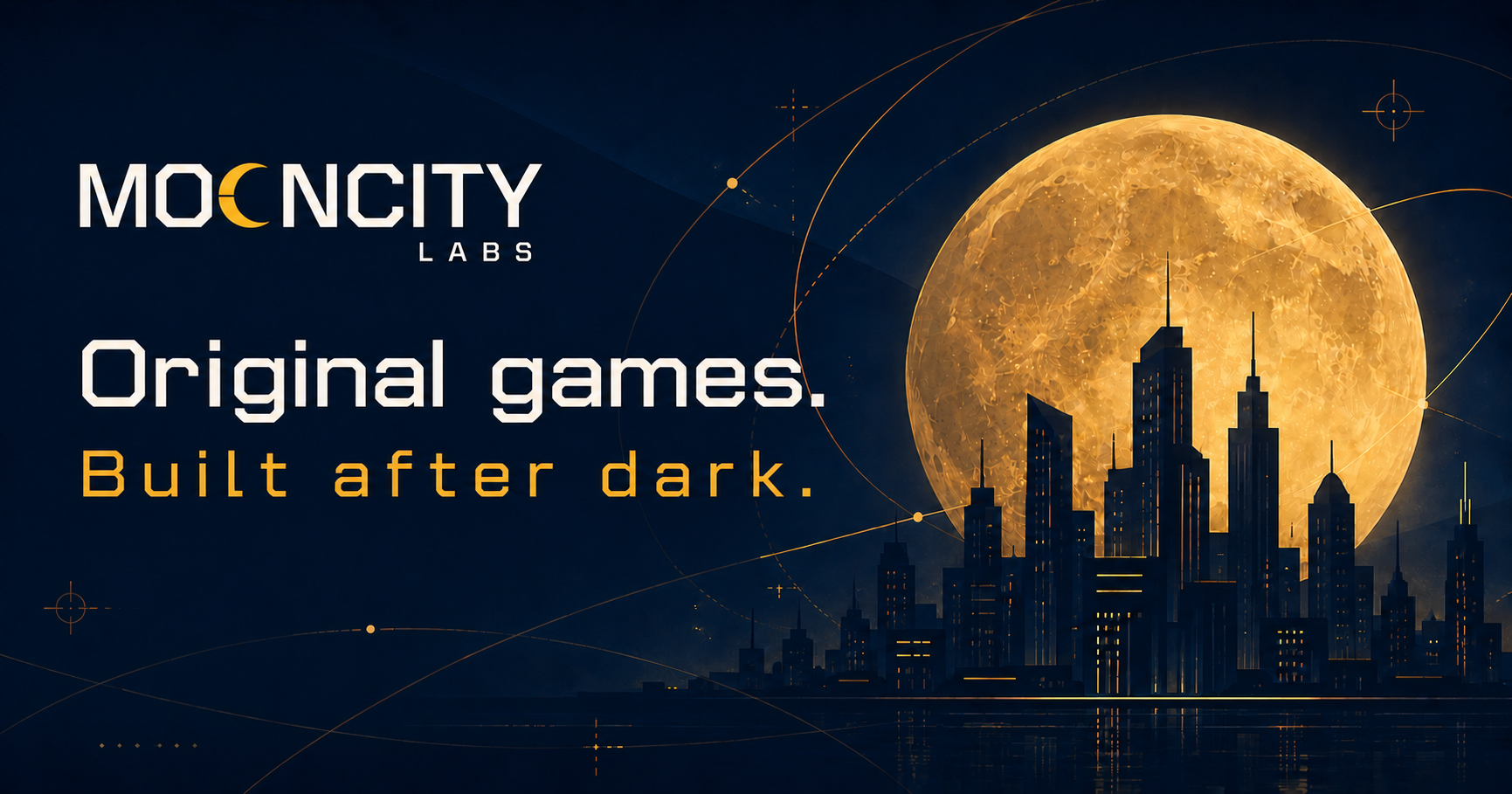 MoonCity Labs golden moon city brand artwork